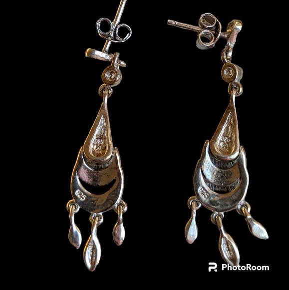 Beautiful sterling silver and marcasite earrings - Picture 2 of 3